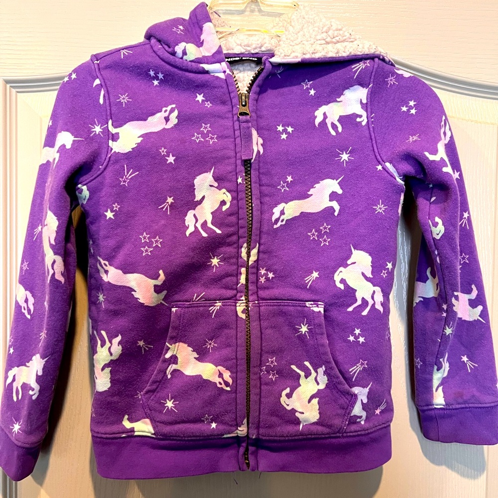 Lands End fleece lined hooded jacket size Small (4)